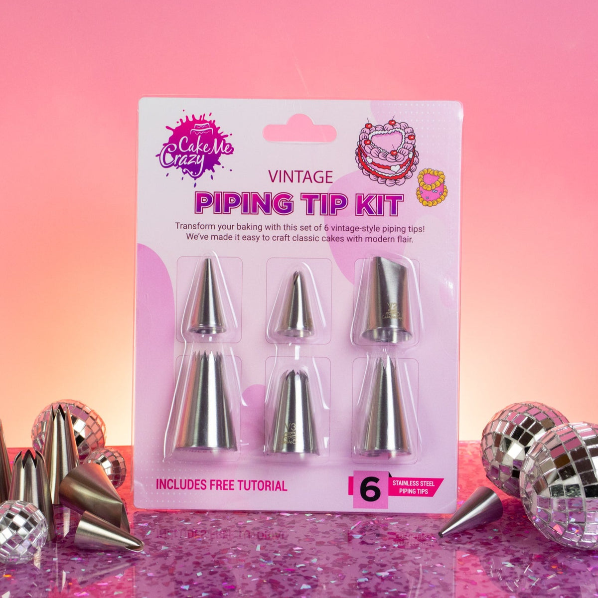 Vintage Piping Tip Kits - 6 Stainless Steel Tips & Free Tutorial