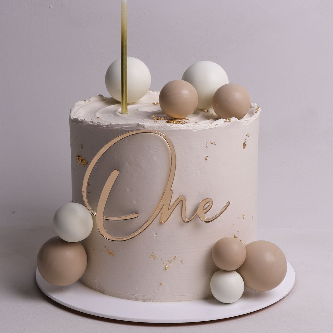 Beige Birthday Cake